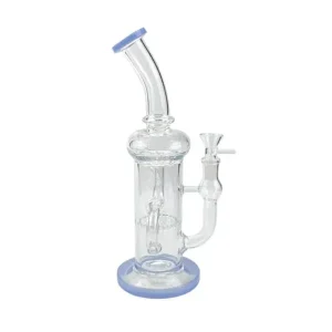 11" 5mm Honey Comb Recycler Jade Blue Glass Bong