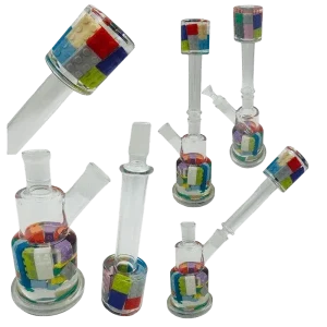 14" 2-Way Blocks Straight Glass Bong