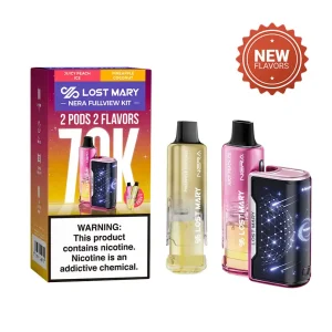 Juicy Peach Ice &amp; Pineapple Coconut - Lost Mary Nera Fullview 70K Disposable Vape Kit
