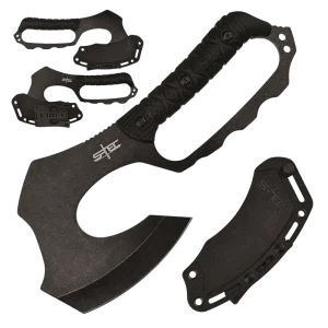 S-TEC - 10.5″ Black Warpath Fixed Blade Axe w/ ABS Sheath