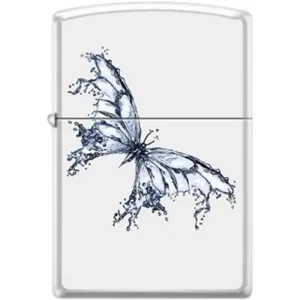 Zippo Lighter - Butterfly White Matte