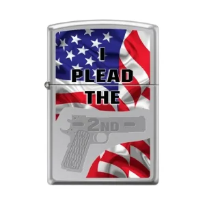 Zippo Lighter - I Plead the 2nd High Polish Chrome