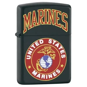 Zippo Lighter - Marines With Logo Black Matte