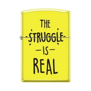 Zippo Lighter - The Struggle is Real Neon Yellow